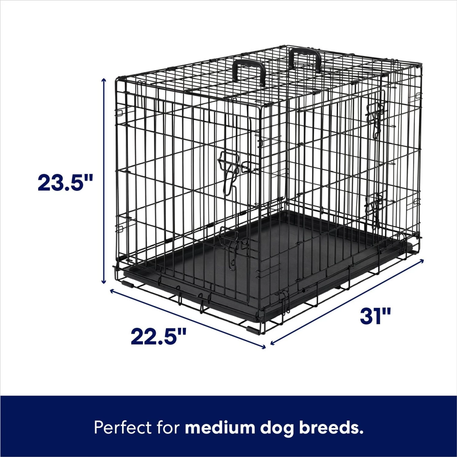 Frisco Heavy Duty Fold & Carry Double Door Collapsible Wire Dog Crate 4 Frisco Heavy Duty Fold & Carry Double Door Collapsible Wire Dog Crate - Image 2
