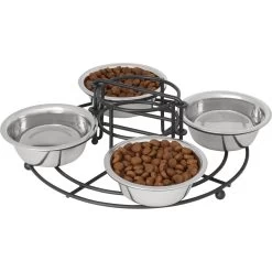 Frisco Multi Pet Feeding 4-Bowls Stainless Steel Dog & Cat Bowls, 0.5 Cup -Frisco 213787 PT2. AC SS1800 V1598450208
