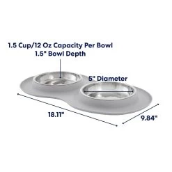 Frisco Double Stainless Steel Pet Bowl With Silicone Mat -Frisco 215986 PT1. AC SS1800 V1685732022