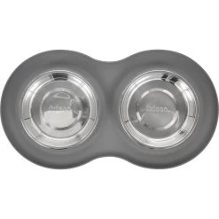 Frisco Double Stainless Steel Pet Bowl With Silicone Mat -Frisco 215986 PT3. AC SS1800 V1591020066