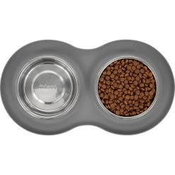 Frisco Double Stainless Steel Pet Bowl With Silicone Mat -Frisco 215986 PT4. AC SS1800 V1591020068