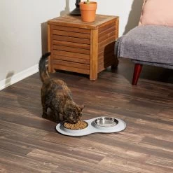 Frisco Double Stainless Steel Pet Bowl With Silicone Mat -Frisco 215986 PT6. AC SS1800 V1605657710