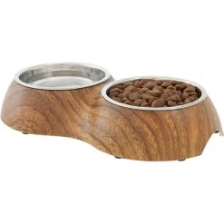 Frisco Double Stainless Steel Bowl, Wood Design -Frisco 216068 PT2. AC SS1800 V1591021015