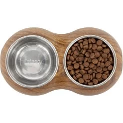 Frisco Double Stainless Steel Bowl, Wood Design -Frisco 216068 PT4. AC SS1800 V1591021017