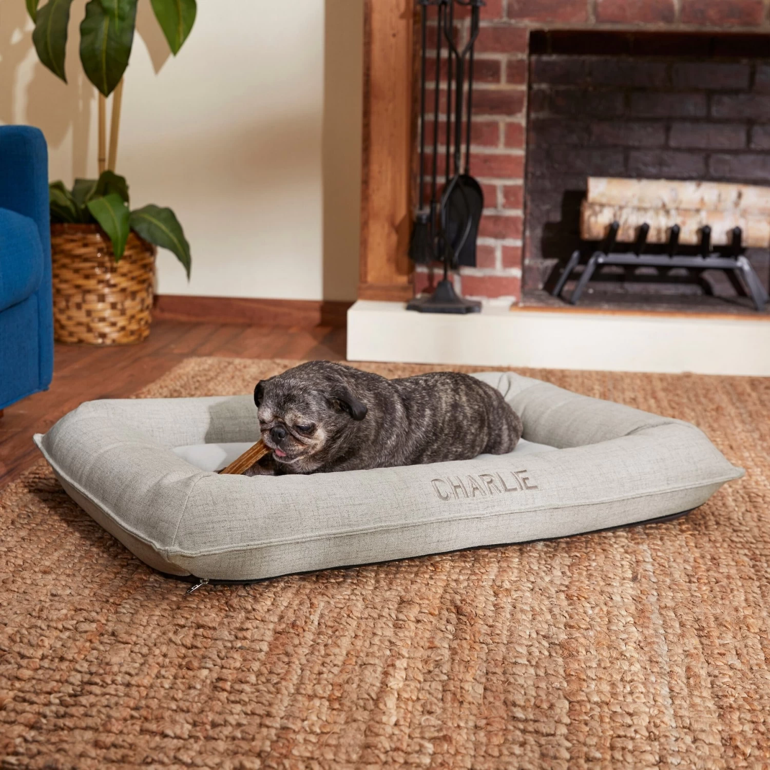 Frisco Orthopedic Personalized Bolster Dog Bed W/Removable Cover, Light Gray 3 Frisco Orthopedic Personalized Bolster Dog Bed W/Removable Cover, Light Gray