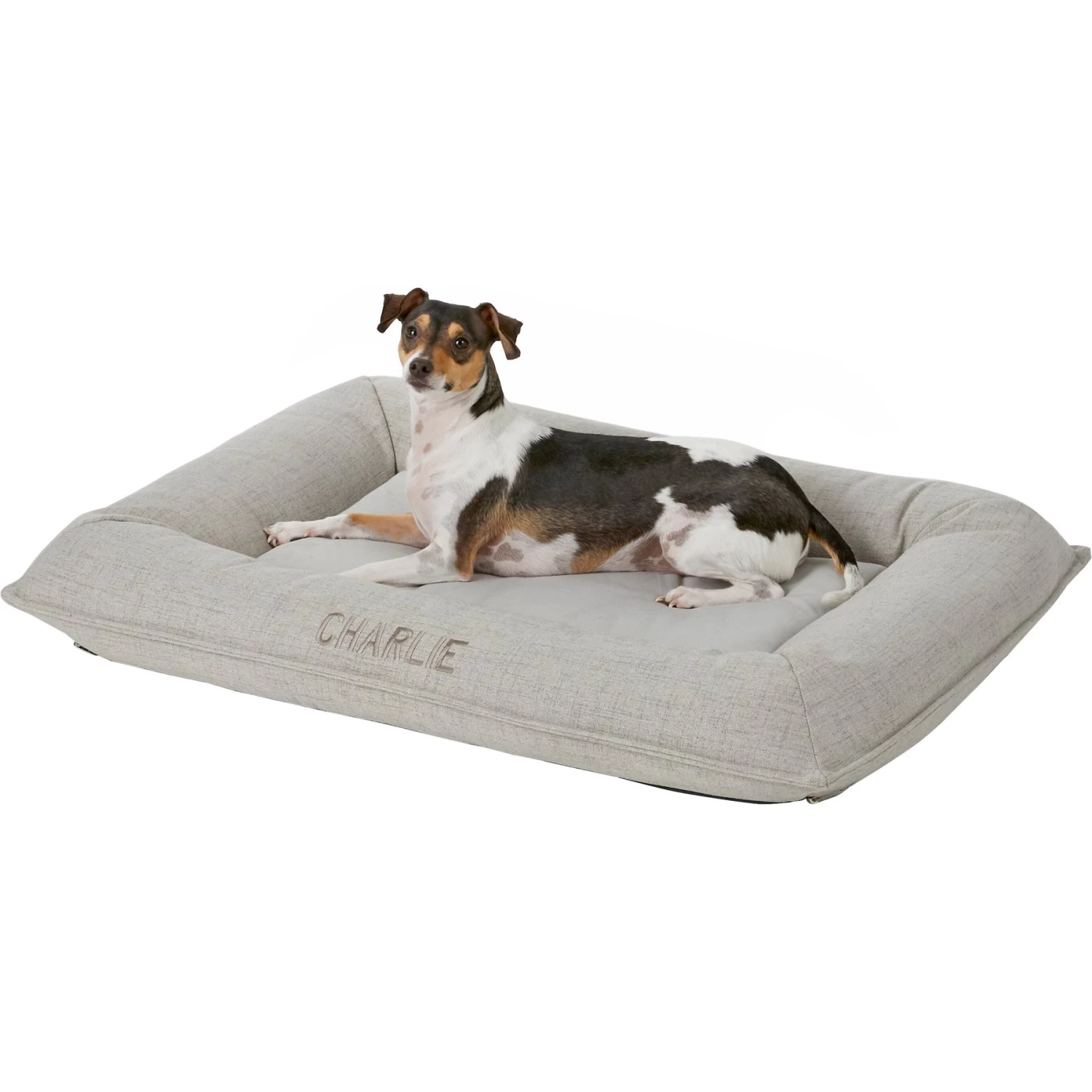 Frisco Orthopedic Personalized Bolster Dog Bed W/Removable Cover, Light Gray 4 Frisco Orthopedic Personalized Bolster Dog Bed W/Removable Cover, Light Gray - Image 2
