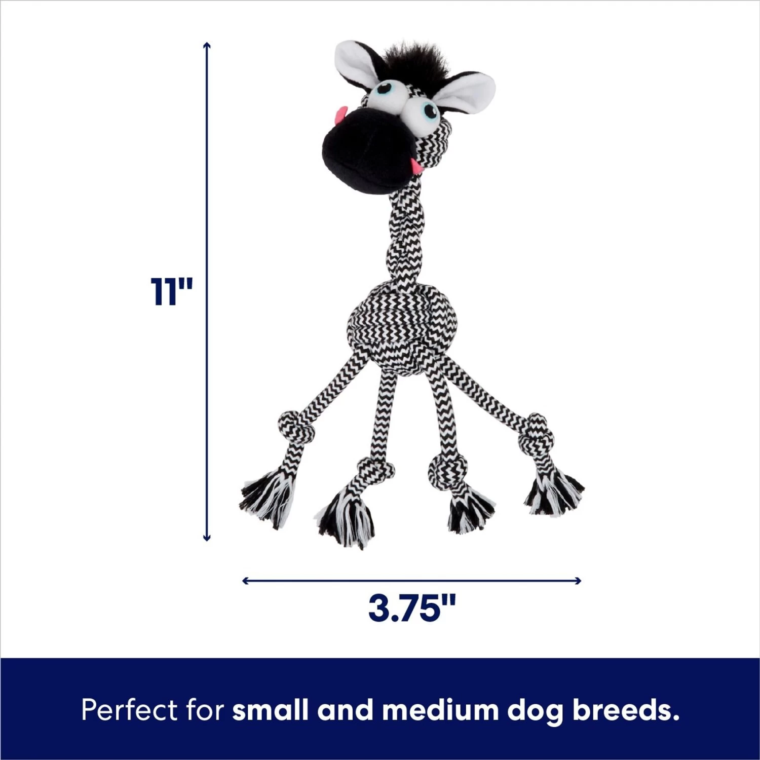 Frisco Zebra Rope Squeaky Dog Toy 4 Frisco Zebra Rope Squeaky Dog Toy - Image 2