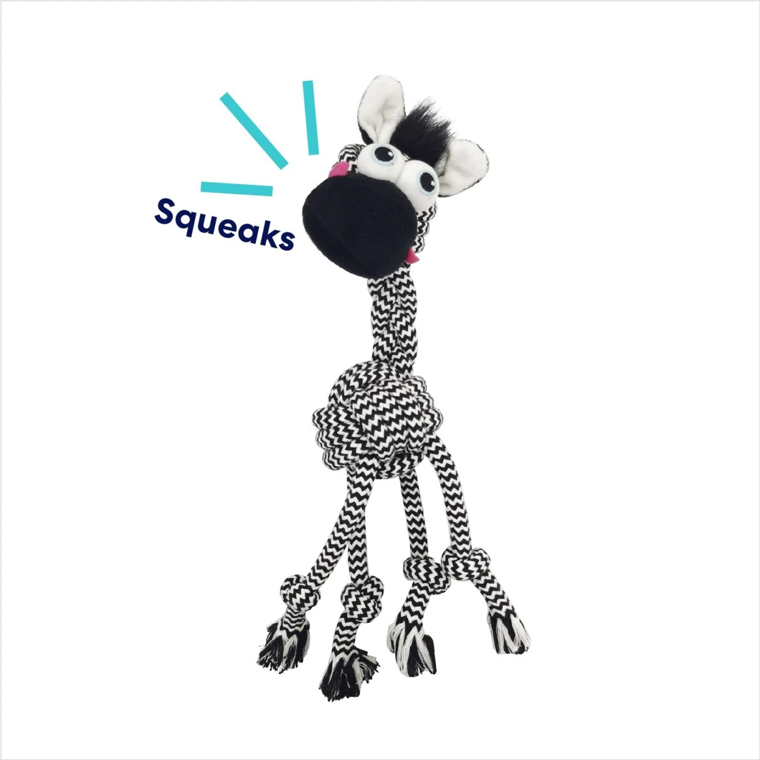 Frisco Zebra Rope Squeaky Dog Toy 5 Frisco Zebra Rope Squeaky Dog Toy - Image 3