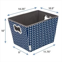 Frisco Rectangle Collapsible Pet Toy Storage Bin, Navy Herringbone -Frisco 250574 PT2. AC SS1800 V1613772984