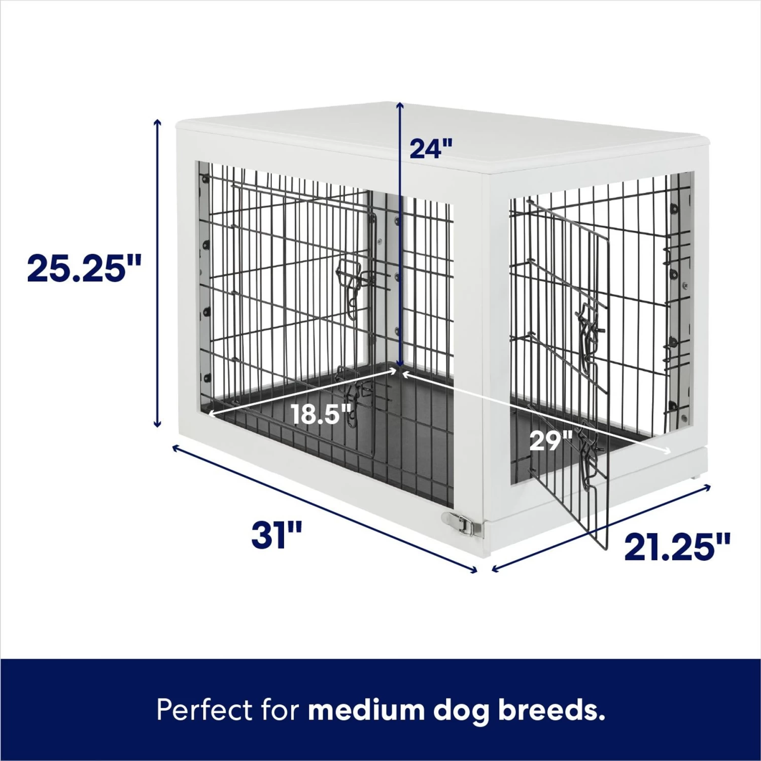 Frisco Double Door Furniture Style Dog Crate, White 4 Frisco Double Door Furniture Style Dog Crate, White - Image 2