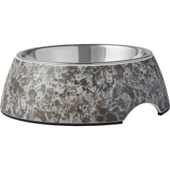 Frisco Black Marble Design Stainless Steel Dog & Cat Bowl