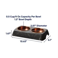 Frisco Copper Stainless Steel Double Dog & Cat Bowls With Black Marble Stand -Frisco 253058 PT1. AC SS1800 V1685732020