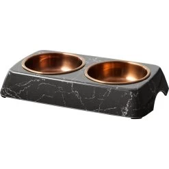 Frisco Copper Stainless Steel Double Dog & Cat Bowls With Black Marble Stand -Frisco 253058 PT6. AC SS1800 V1616595467