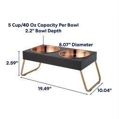 Frisco Copper Stainless Steel Elevated Foldable Double Dog & Cat Bowls -Frisco 253060 PT1. AC SS1800 V1685731990