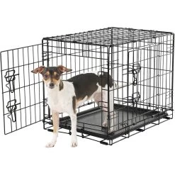 Frisco Fold & Carry Double Door Collapsible Wire Dog Crate & Frisco Gray Basket Weave Dog Crate Mat -Frisco 255477 PT2. AC SS1800 V1604096794