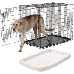 Frisco Heavy Duty Single Door Wire Dog Crate & Frisco Quilted Dog Crate Mat