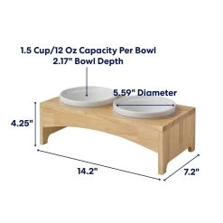 Frisco Ceramic Dog & Cat Double Diner With Elevated Wood Stand -Frisco 256052 PT1. AC SS1800 V1685732022