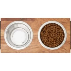 Frisco Wood Elevated Non-Skid Stainless Steel Double Diner Dog & Cat Bowl -Frisco 257143 PT2. AC SS1800 V1615310833