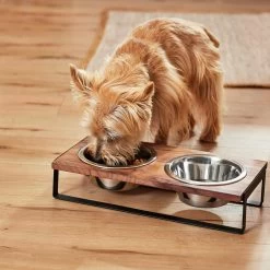 Frisco Wood Elevated Non-Skid Stainless Steel Double Diner Dog & Cat Bowl -Frisco 257143 PT3. AC SS1800 V1615987292