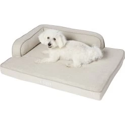 Frisco Faux Linen Corner Personalized Bolster Dog Bed W/Removable Cover -Frisco 262158 PT2. AC SS1800 V1615568495