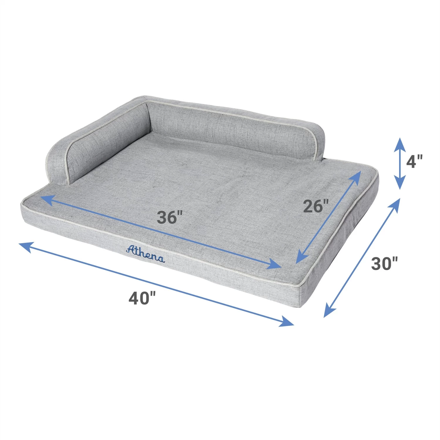 Frisco Faux Linen Corner Personalized Bolster Dog Bed W/Removable Cover, Harbour Blue, XL 4 Frisco Faux Linen Corner Personalized Bolster Dog Bed W/Removable Cover, Harbour Blue, XL - Image 2