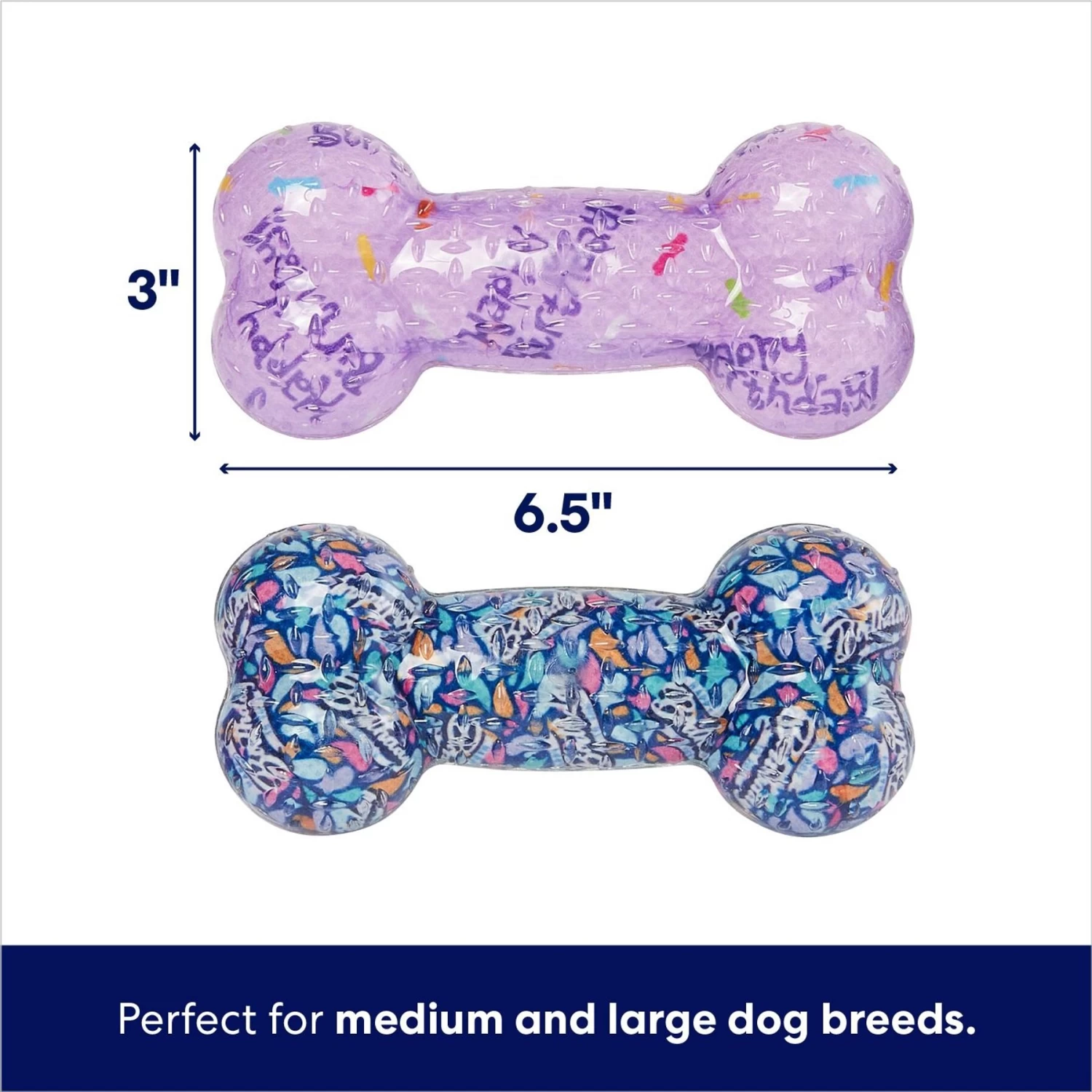Frisco Birthday TPR Fetch Bone Squeaky Dog Toy 4 Frisco Birthday TPR Fetch Bone Squeaky Dog Toy - Image 2