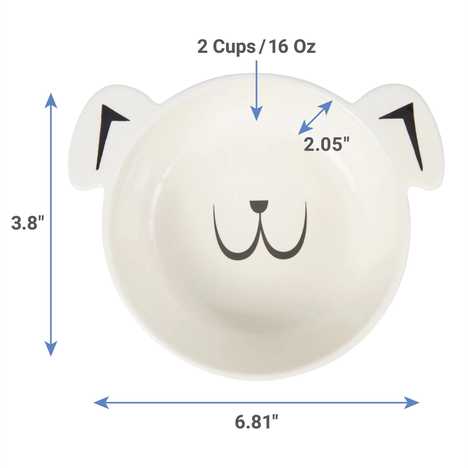 Frisco Dog Face Non-skid Ceramic Cat & Dog Bowl 4 Frisco Dog Face Non-skid Ceramic Cat & Dog Bowl - Image 2