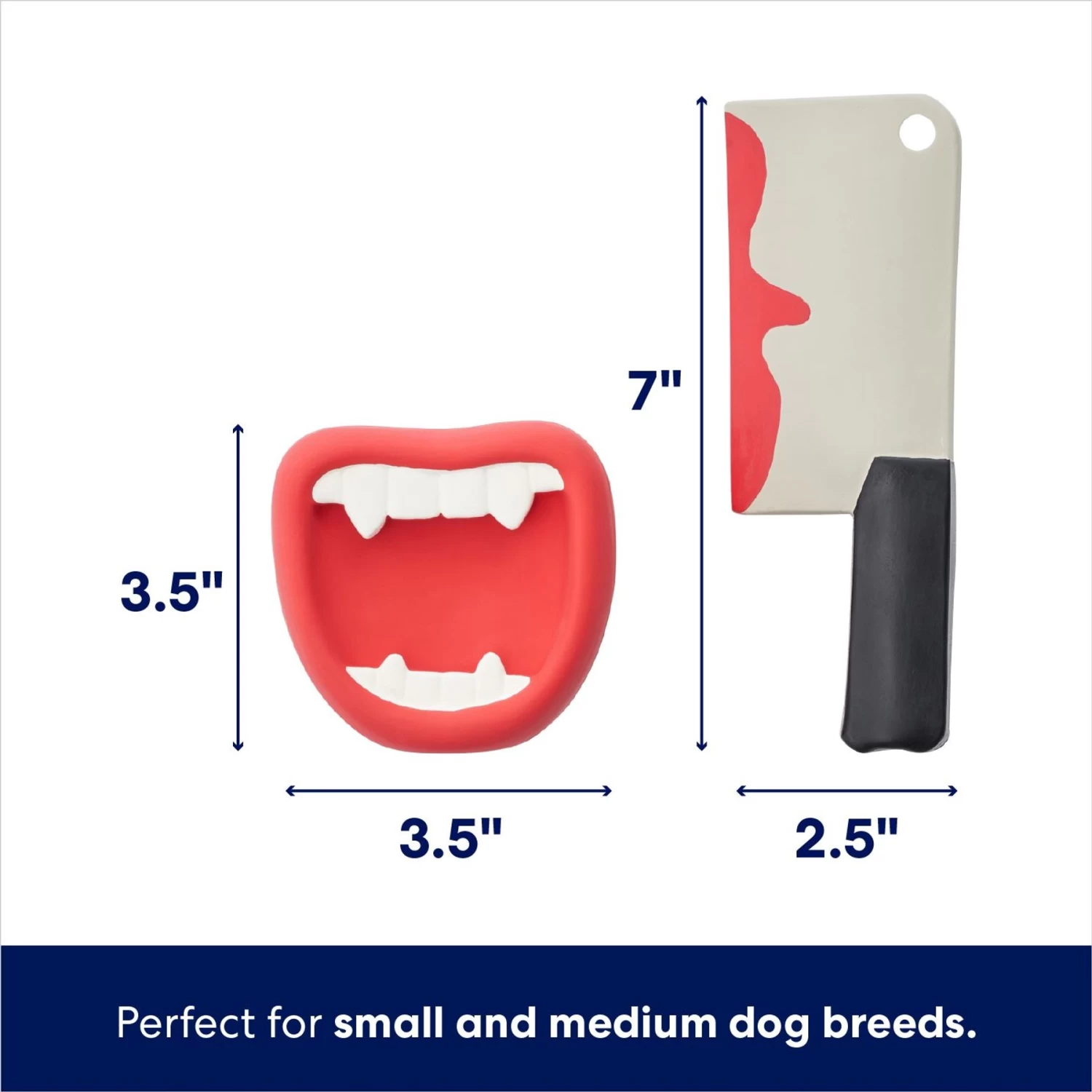 Frisco Halloween Vampire Teeth & Knife Latex Squeaky Dog Toy 4 Frisco Halloween Vampire Teeth & Knife Latex Squeaky Dog Toy - Image 2