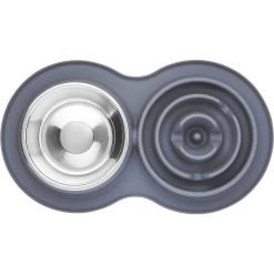 Frisco Silicone Stainless Steel Double Diner Slow Feeder Dog & Cat Bowl, Grey, 3 Cup -Frisco 277549 PT4. AC SS1800 V1627935299