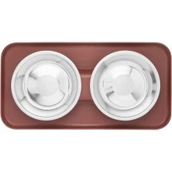 Frisco Silicone Stainless Steel Double Diner Dog & Cat Bowl, Brown -Frisco 277551 PT4. AC SS1800 V1627935079