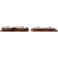 Frisco Silicone Stainless Steel Double Diner Dog & Cat Bowl, Brown -Frisco 277551 PT5. AC SS1800 V1627936139