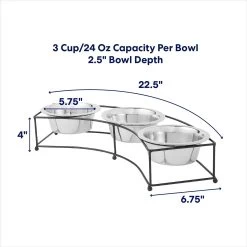 Frisco Multi Pet Feeding 3-Bowls Curved Stainless Steel Dog & Cat Bowl -Frisco 277563 PT1. AC SS1800 V1692728191