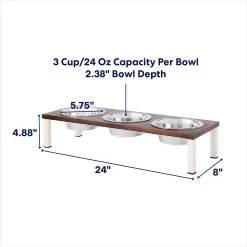 Frisco Multi Pet Feeding 3-Bowls Wood Stainless Steel Dog & Cat Bowl, Dark Wooden -Frisco 277571 PT1. AC SS1800 V1692728309