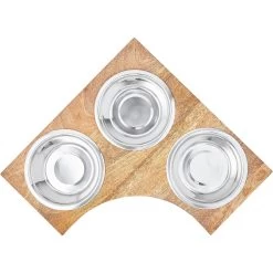 Frisco Multi Pet Feeding Corner Wood 3-Bowls Stainless Steel Dog & Cat Bowl -Frisco 277573 PT4. AC SS1800 V1627935017