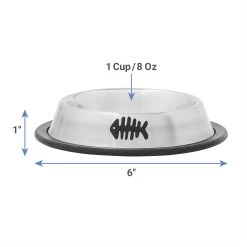 Frisco Fish Print Non-Skid Stainless Steel Dish Cat Bowl -Frisco 277583 PT1. AC SS1800 V1628861789
