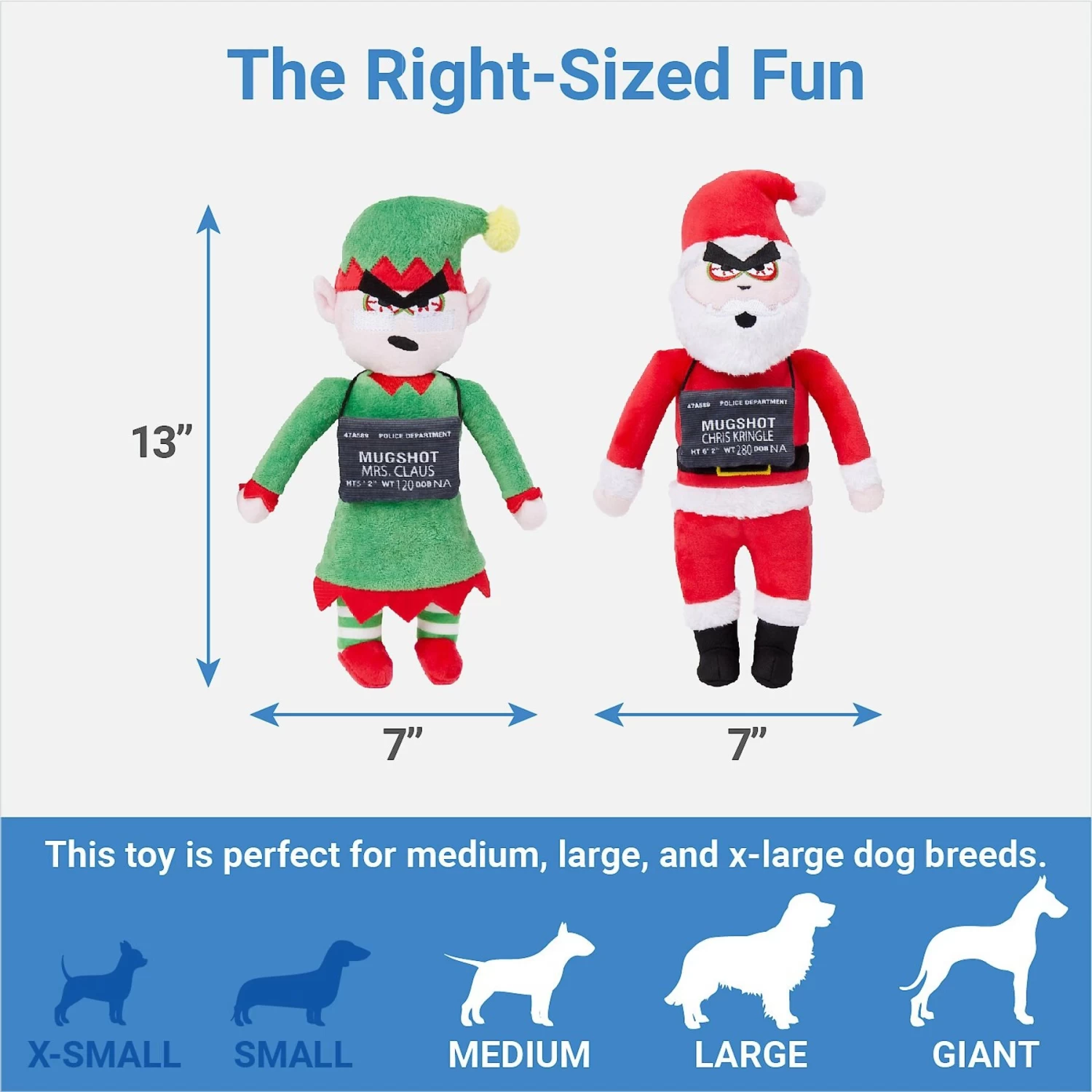 Frisco Holiday Bad Santa & Elf Plush Squeaky Dog Toy 4 Frisco Holiday Bad Santa & Elf Plush Squeaky Dog Toy - Image 2