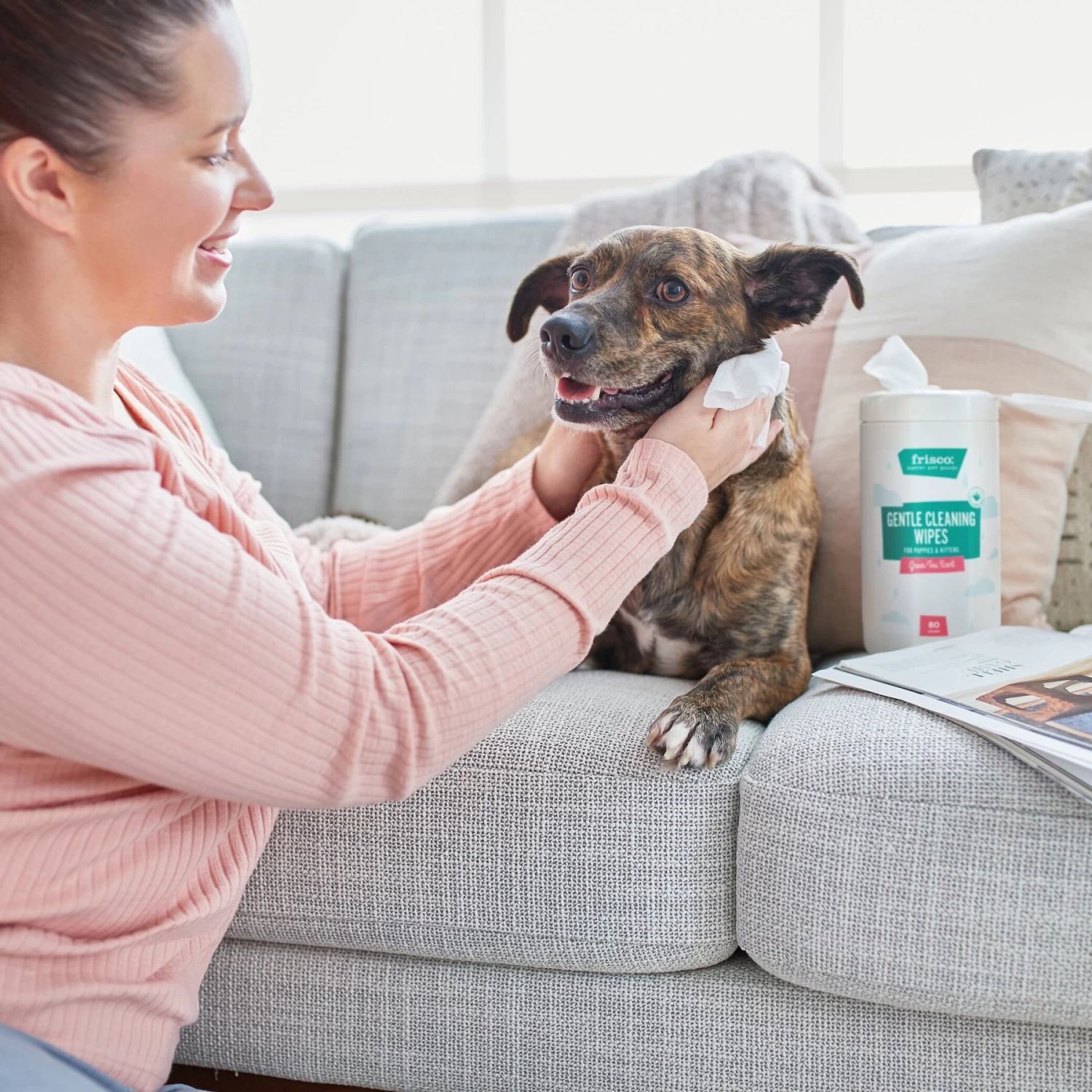 Frisco Gentle Cleaning Waterless Grooming Wipes For Puppies & Kittens, Green Tea Scent 7 Frisco Gentle Cleaning Waterless Grooming Wipes For Puppies & Kittens, Green Tea Scent - Image 5