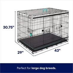 Frisco Heavy Duty Enhanced Lock Sliding Double Door Fold & Carry Wire Dog Crate & Mat Kit -Frisco 297461 PT1. AC SS1800 V1633625193