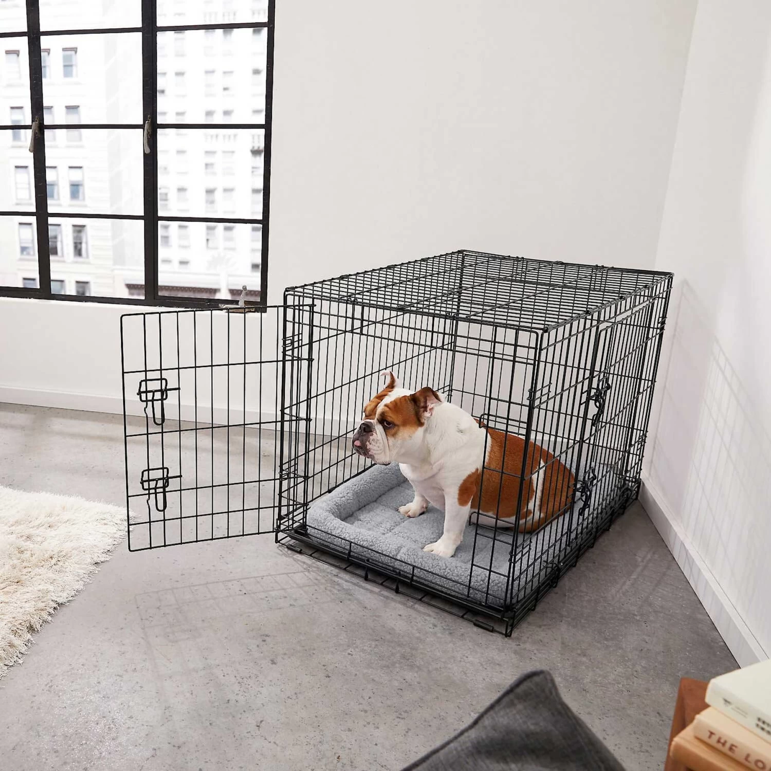 Frisco Fold & Carry Double Door Collapsible Wire Dog Crate & Mat Kit & Frisco Stainless Steel Bowl 7 Frisco Fold & Carry Double Door Collapsible Wire Dog Crate & Mat Kit & Frisco Stainless Steel Bowl - Image 5