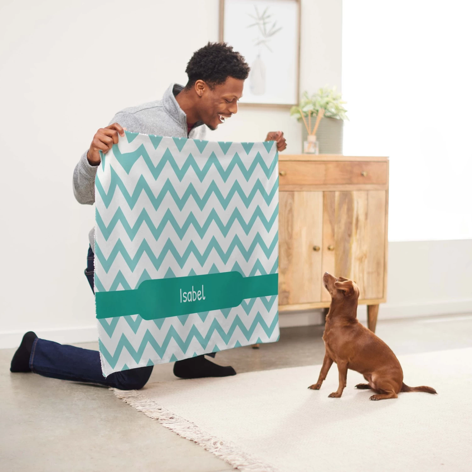 Frisco Personalized Subtle Chevron Soft Fleece Cat & Dog Blanket, 30" X 40" 8 Frisco Personalized Subtle Chevron Soft Fleece Cat & Dog Blanket, 30" X 40" - Image 6