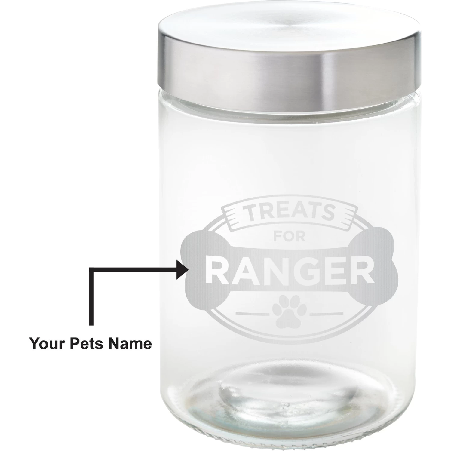 Frisco "Doggie Treats" Glass Personalized Treat Jar With Lid, 5 Cup, 40oz 5 Frisco "Doggie Treats" Glass Personalized Treat Jar With Lid, 5 Cup, 40oz - Image 3