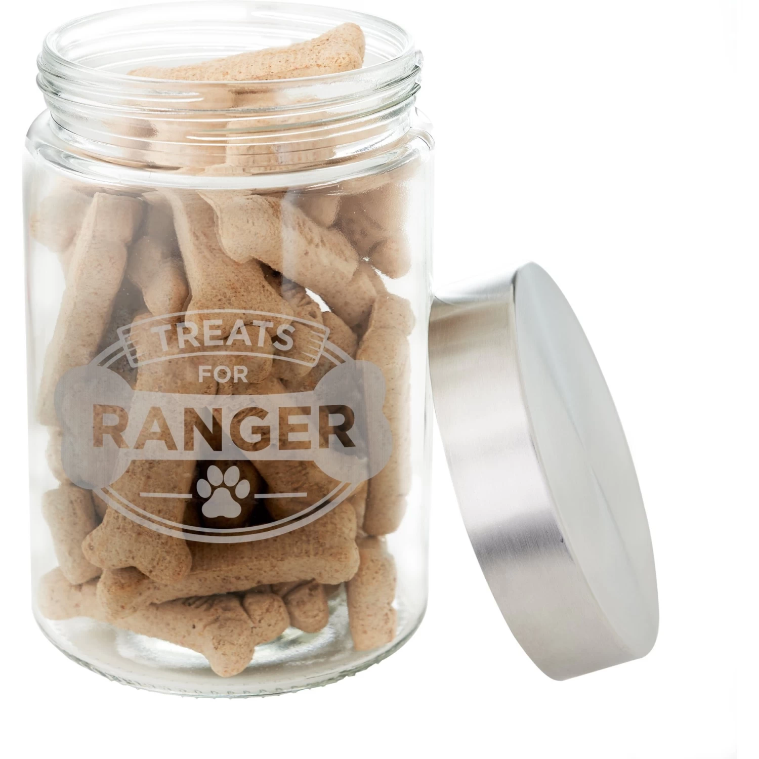 Frisco "Doggie Treats" Glass Personalized Treat Jar With Lid, 5 Cup, 40oz 6 Frisco "Doggie Treats" Glass Personalized Treat Jar With Lid, 5 Cup, 40oz - Image 4
