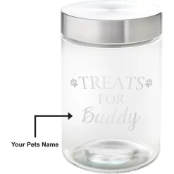 Frisco Paw Print Glass Personalized Treat Jar With Lid, 5 Cup, 40oz -Frisco 309522 PT2. AC SS1800 V1645206122