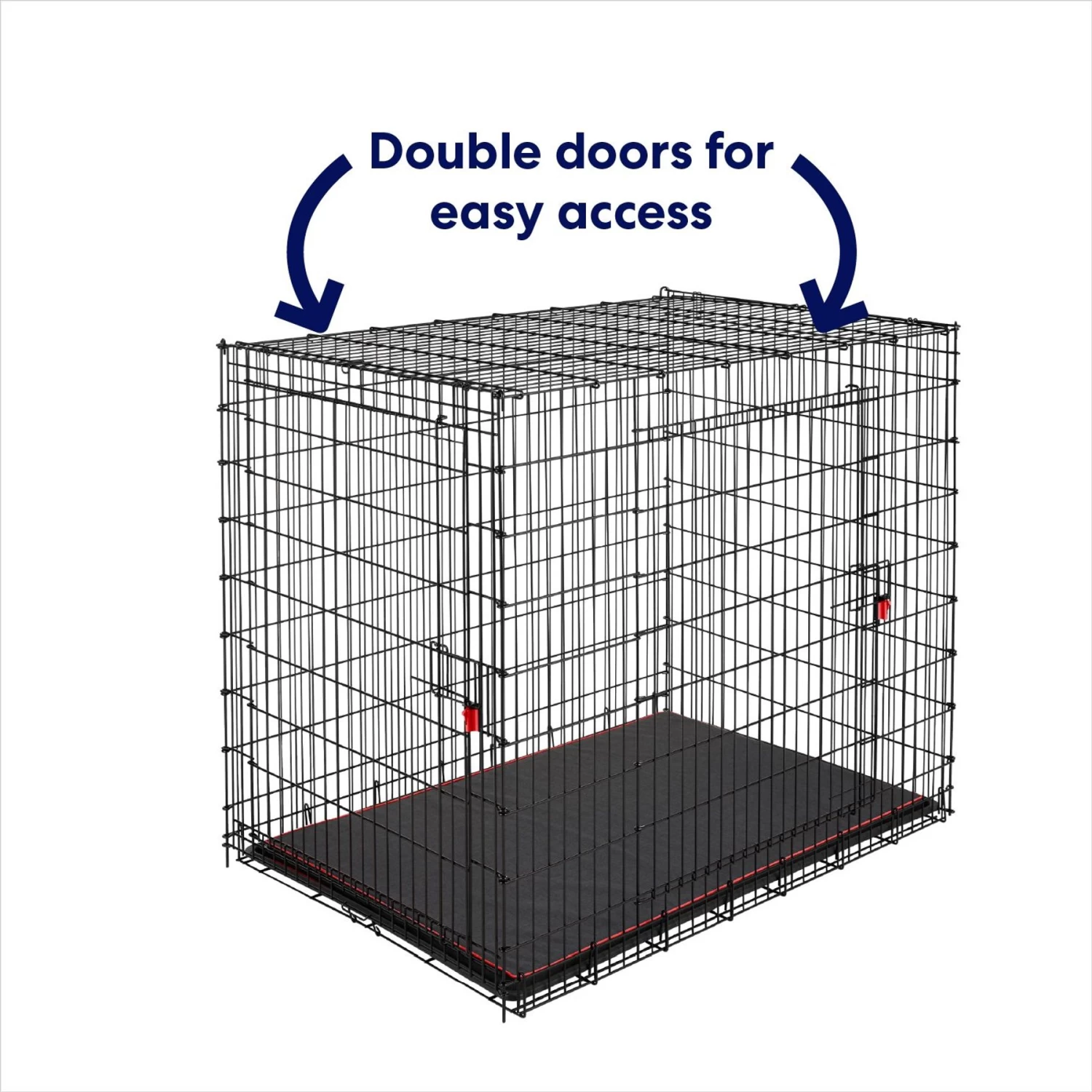Frisco XX-Large Heavy Duty Enhanced Lock Double Door Wire Dog Crate, Fold & Carry Wire Dog Crate & Mat Kit, 54" 6 Frisco XX-Large Heavy Duty Enhanced Lock Double Door Wire Dog Crate, Fold & Carry Wire Dog Crate & Mat Kit, 54" - Image 4