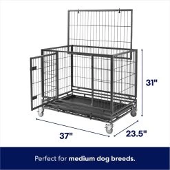 Frisco Ultimate Lightweight Heavy Duty Foldable & Stackable Steel Metal Single Door Dog Crate -Frisco 326416 PT1. AC SS1800 V1645737982