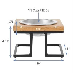 Frisco Premium Wood Elevated Single Dog & Cat Bowl -Frisco 331493 PT1. AC SS1800 V1652976313