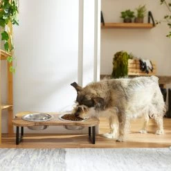 Frisco Premium Wood Elevated Bone Shape Stainless Steel Double Diner Dog & Cat Bowl, 3 Cup 10 Frisco Premium Wood Elevated Bone Shape Stainless Steel Double Diner Dog & Cat Bowl, 3 Cup -Frisco 331497 PT2. AC SS1800 V1657656892