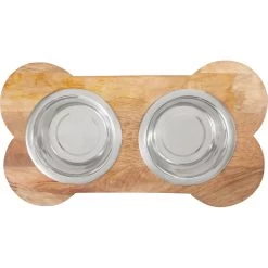 Frisco Premium Wood Elevated Bone Shape Stainless Steel Double Diner Dog & Cat Bowl, 3 Cup 12 Frisco Premium Wood Elevated Bone Shape Stainless Steel Double Diner Dog & Cat Bowl, 3 Cup -Frisco 331497 PT4. AC SS1800 V1657656894