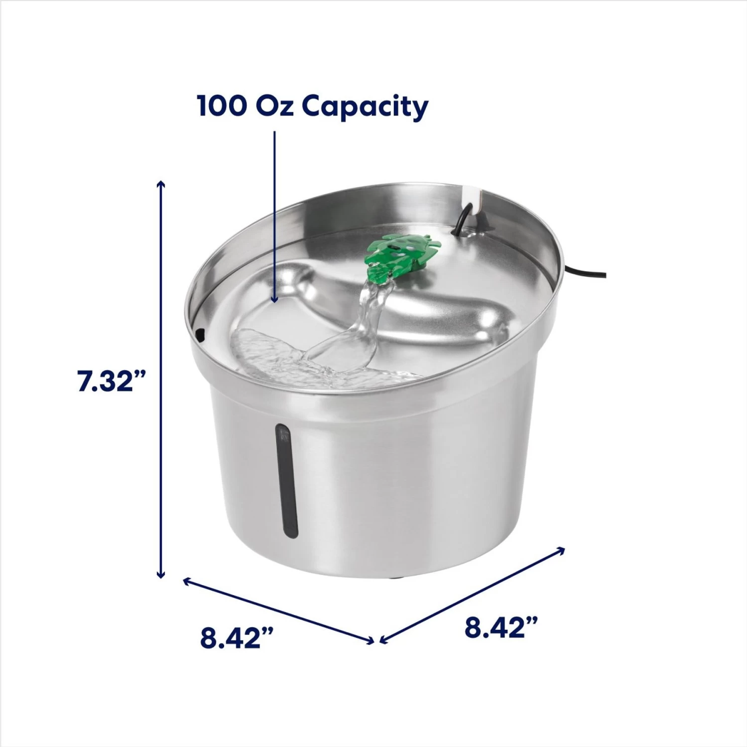 Frisco Stainless Steel Cactus & Leaf Dog & Cat Fountain 4 Frisco Stainless Steel Cactus & Leaf Dog & Cat Fountain - Image 2