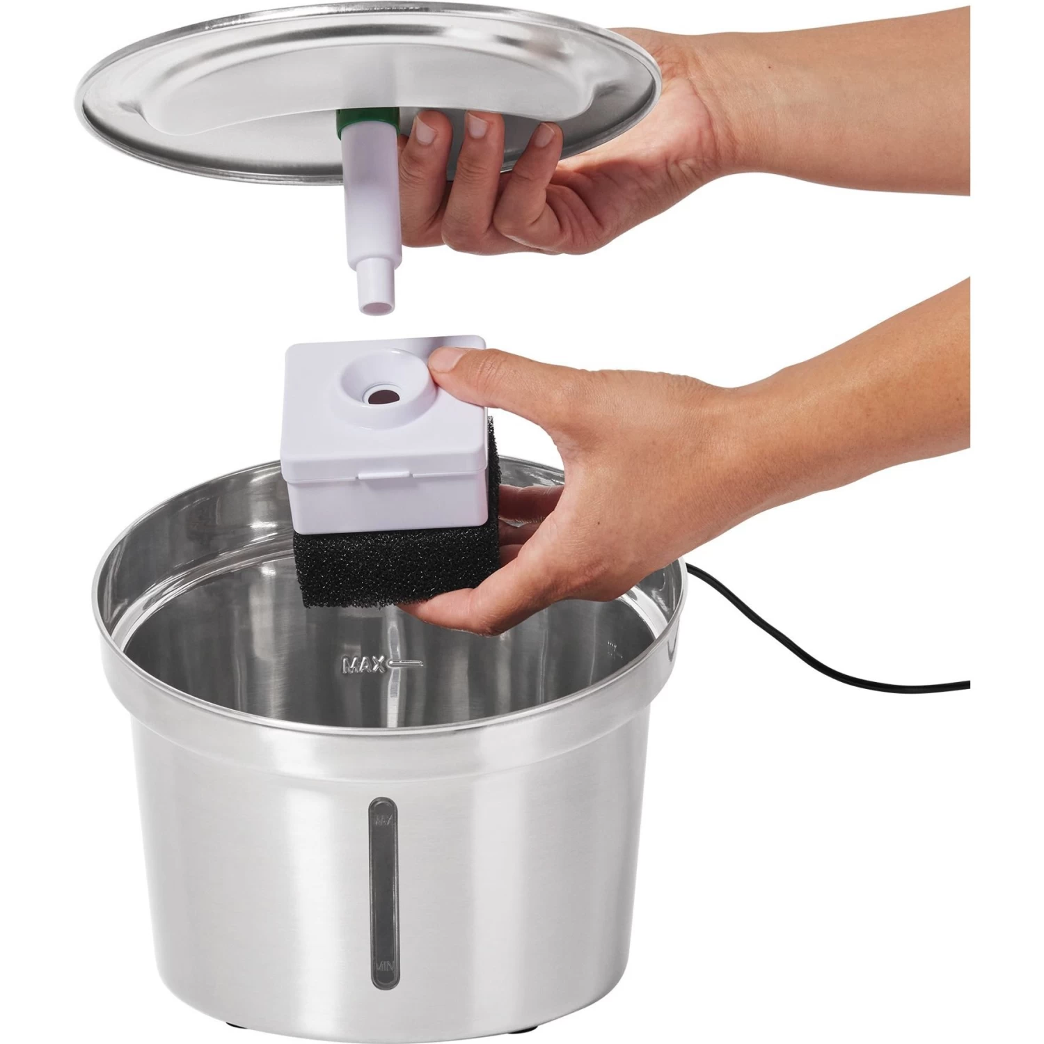 Frisco Stainless Steel Cactus & Leaf Dog & Cat Fountain 6 Frisco Stainless Steel Cactus & Leaf Dog & Cat Fountain - Image 4